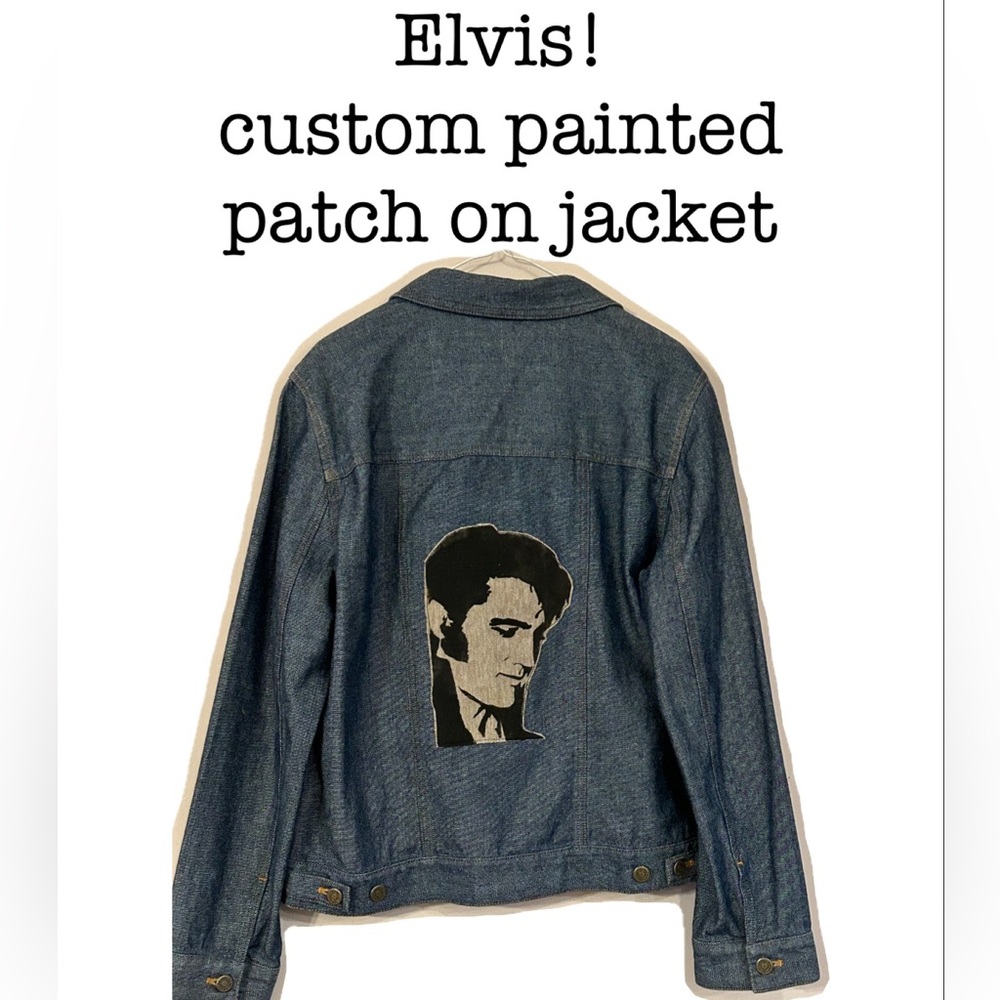 ELVIS! painted on patch~ Jones Wear Sport Jacket ~ 100 percent cotton size 10